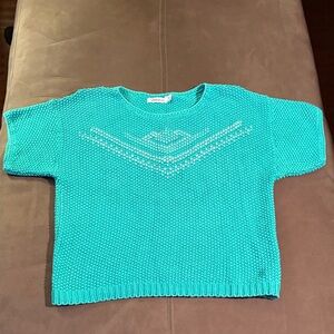 Teal Knit Short Sleeve Sweater
